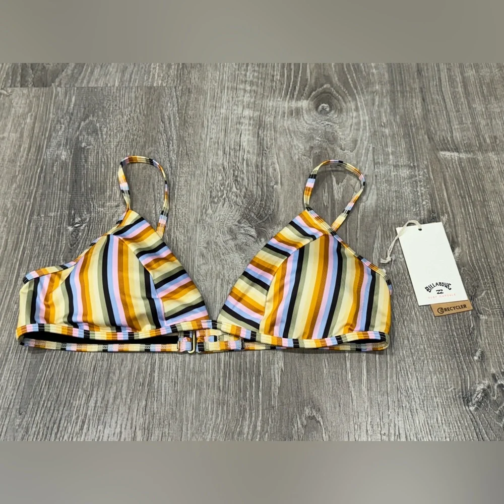 New Billabong Bikini Top Swim Striped Large OC12
